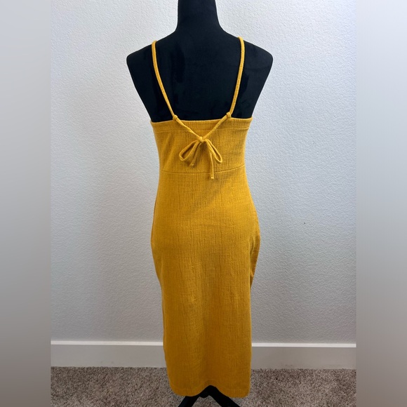 Madewell Bodycon Side Slit Mustard Sleeveless Dress Size XXS - Picture 4 of 9
